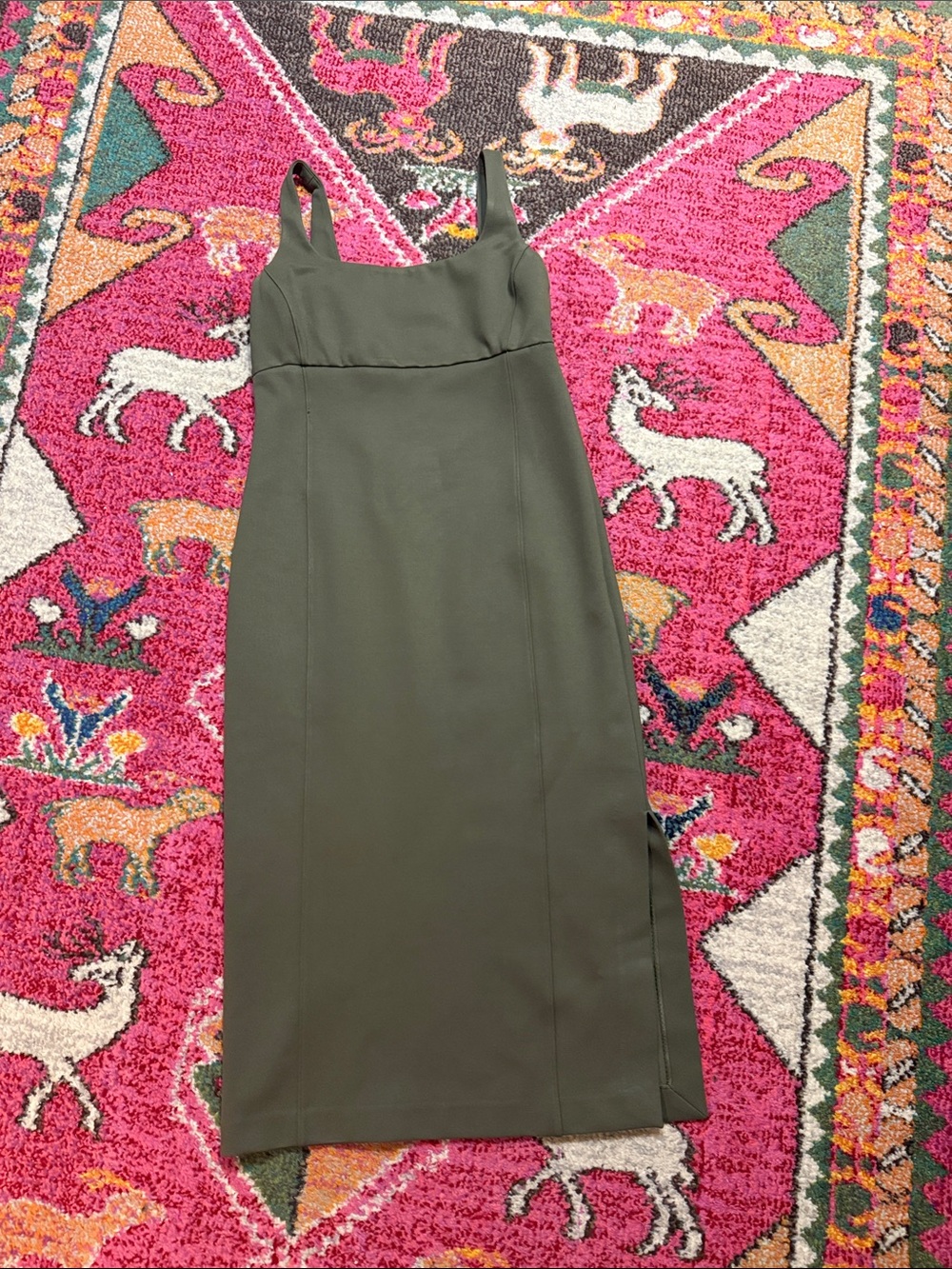 SPANX Olive Tank Midi Dress with Square Neck - Picture 2 of 6